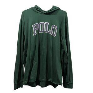 Polo by Ralph Lauren Forest Green Light Weight Hooded Long Sleeve Size XL EUC